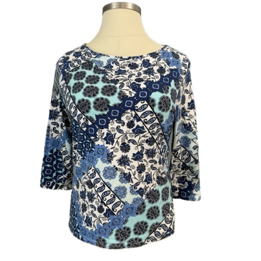 Talbots 3/4 Sleeve Top Floral Flowers Size XL Bust 40” - 50” Length 26”
